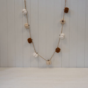Boucle Pumpkin Garland. White Beige and Brown