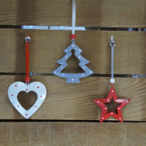Set of Three Hanging Metal Tree Decorations