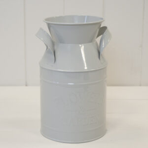 Grey Flowers and Garden zinc milk churn