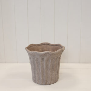 Brown Fluted Stoneware Pot