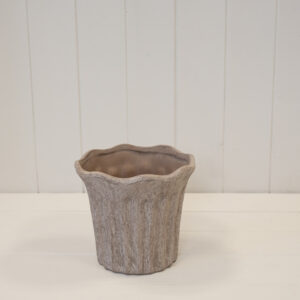 Brown Fluted Stoneware Pot
