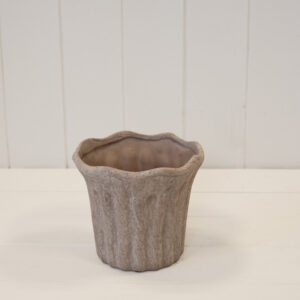 Brown Fluted Stoneware Pot