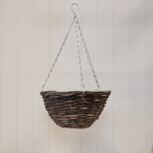 Round Brown Rattan Hanging Basket with clear soft liner